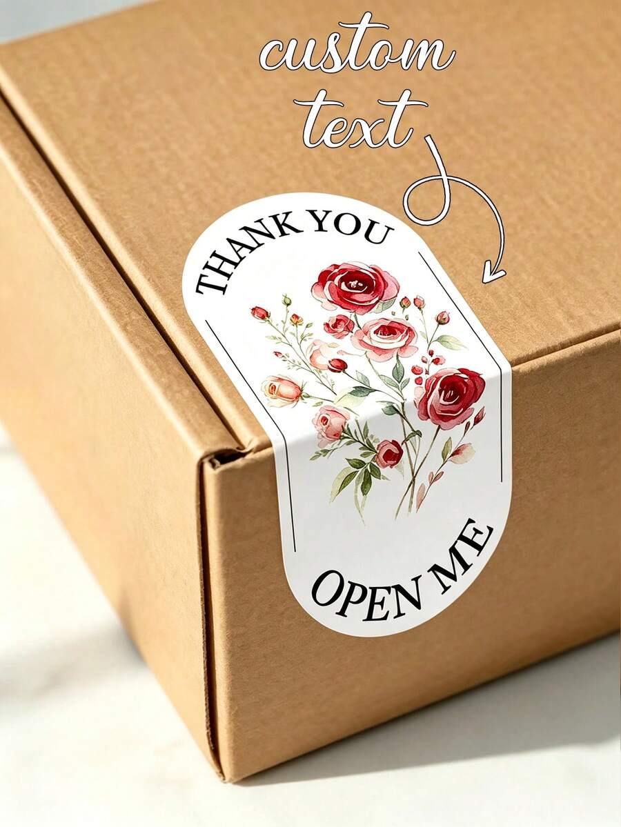 Customized Thank You Stickers, Personalized Labels, Personalized Wedding Favor Thank You Labels, Customized Gift Label Stickers, Personalized Wedding Labels, Customizable Wedding Guest Favor Gift Labels, Party Favors / Bridal Shower Decor, Personalized Stickers Suitable For Various Packaging, Multi-Scenario Use - Custom Floral Stickers - View 1