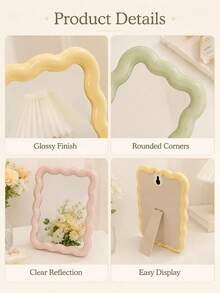 Wavy Makeup Mirror, Desktop Or Wall-Mounted, High Definition Vanity Mirror, Room Decor, Back To School Dorm Supplies - A - View 7