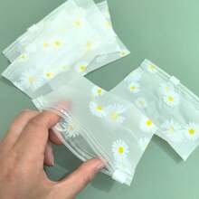 Daisy Pattern Frosted Zipper Storage Bag, Dustproof And Moisture-Proof Self-Sealing Bag, Portable Hair Scrunchies, Doll Charms, Jewelry, Small Accessories Storage Pouch, Travel Storage Bag, Gift Packaging Bag - Multicolor - View 6