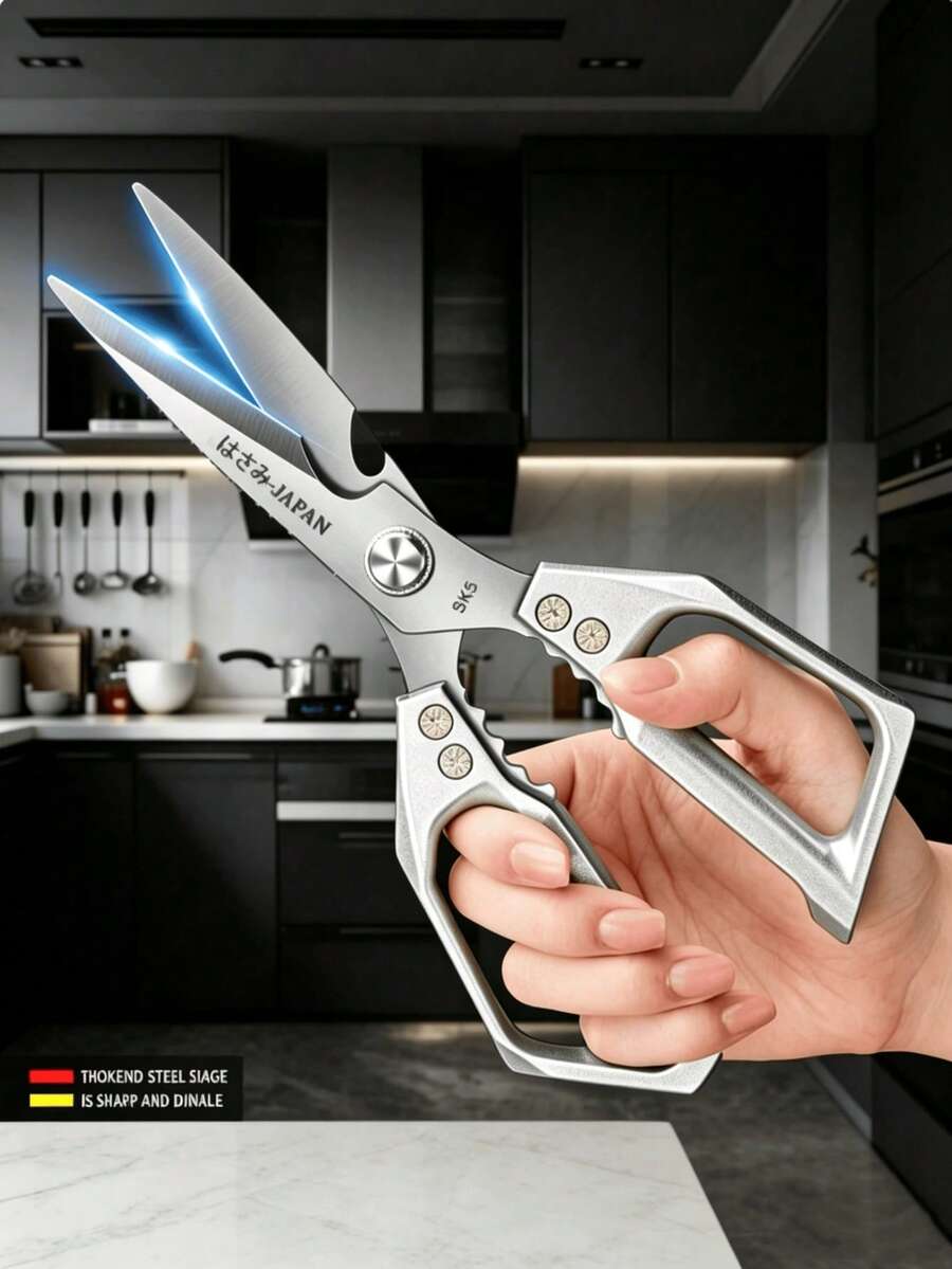 Tijeras de cocina afiladas de acero inoxidable multifuncionales, cuchillo plegable de bolsillo, juego de cuchillos, accesorios de cocina, adecuados para Acción de Gracias y Navidad, artículos esenciales para camping, almacenamiento y organización de cocina, juego de vajilla, decoración del hogar de otoño, bandeja - Multicolor - Ver 1