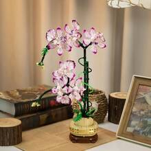 500+Pcs Assorted Building Block Flowers, Magnolia Bouquet, Exquisite Building Block Flower Set, Realistic Floral Arrangement, 500+Pcs Bagged, DIY Indoor Decor Ornament, Everlasting Flowers, Suitable For Warm And Romantic Bouquet - Three-color Building Block Vase - View 2