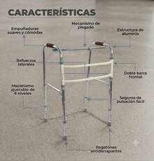 DMA ANDADERA ALUMINIO PLEGLABLE Andadera ortopédica de lujo, - Plateado - Ver 4