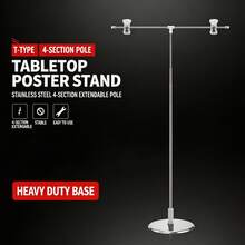 Photography Backdrop Stand Adjustable T-Shape Background Frame Support System With Clips, For Video Studio, POP Poster Stand, Desktop Mini Display Rack, T-Shaped Advertising Stand, Price Tag Clip, Telescopic Stainless Steel Display Stand - View 5
