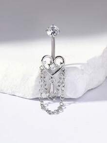 1pc Exquisite Chain Tassel Fashion Titanium Butterfly Belly Button Ring For Women Daily Wear - Silver - View 6