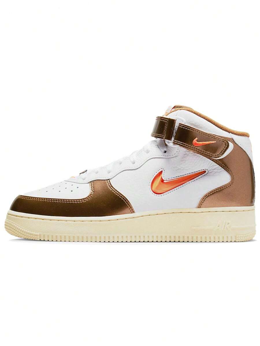 Nike Air Force 1 Mid QS Jewel Men's Sneakers, Ale Brown Leather Lace-Up Casual Shoes For Daily Wear - Default - View 1