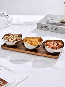 1/2/3pcs Exquisite Stainless Steel Petal Fruit Plate, Elegant High-End Appetizer/Snack Tray, Suitable For Living Room Coffee Table - Multicolor - View 5