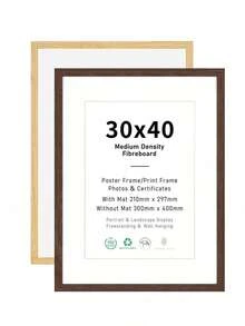 Mosearon 一套包含30x40厘米相框、12x16英寸证书框、A4海报框（不含衬垫）、亚克力透明面板，适用于客厅、卧室、照片墙装饰，棕色相框仅用于展示照片。 - 棕色 - 查看 19