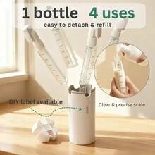 2026 New 4-In-1 Travel Refillable Bottles - Includes Four 30ml Refillable Bottles | Leak-Proof Portable, Leak-Proof Travel Containers, Portable, Transparent With Scale And Labels, Suitable For Shampoo, Body Wash, Lotion, Etc. - Multicolor - View 5