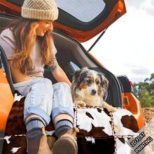 1PC Faux Cowhide Patchwork Flannel Blanket, Imitation Cow Skin Grid Splicing Design, Western Ranch Style Throw Blanket, All Season Cozy Cover For Sofa Bedroom Rustic Home Decor - Multicolor - View 6
