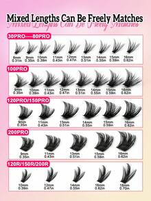 Sibeuna 960片 D捲度 30Pro-200Pro 120R-200R 尖頭簇裝假睫毛，自然風格顯眼妝感，大容量蓬鬆柔軟，適合初學者，旅行必備 - D - 查看 5
