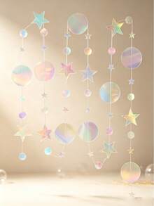 1/3/5packs Glitter Star Garland Banner Graduation Decor Star Hanging Banner Twinkle Backdrop For Party Birthday Classroom Wedding Supplies - Star-shaped Round Sequins - View 9