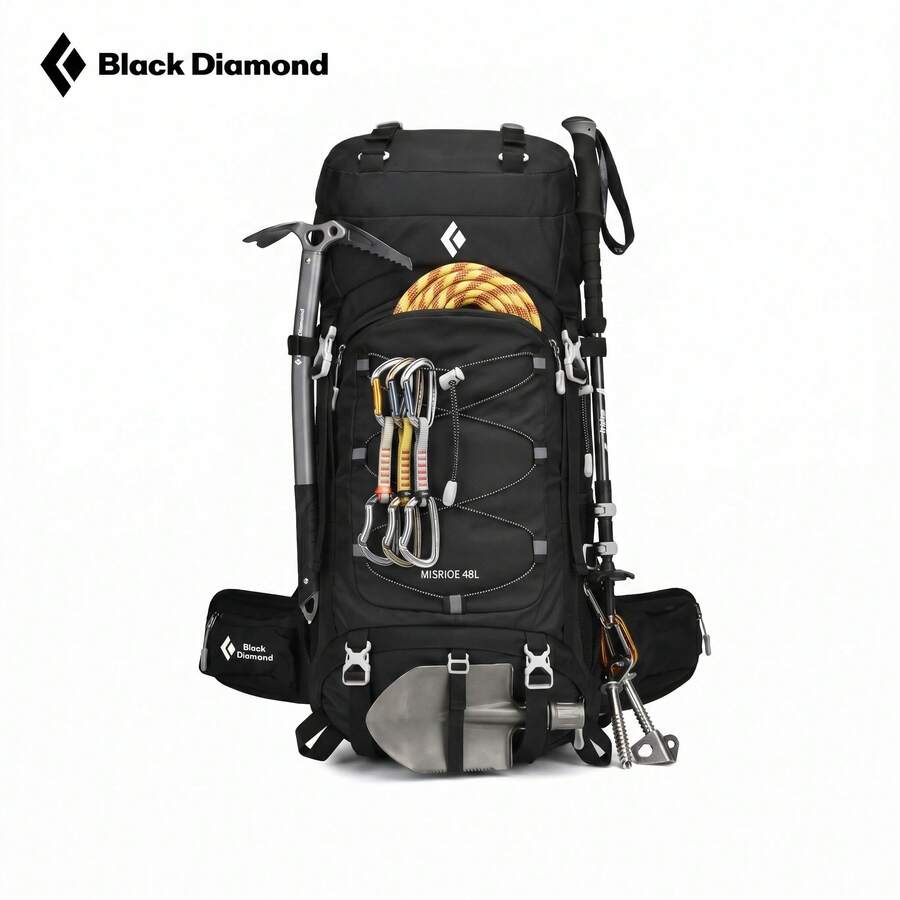 Black Diamond 48L Multi-Functional Mountaineering Backpack Large Capacity Waterproof Travel Backpack For Outdoor Adventures - Black - View 1