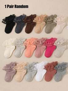 1/5 Pairs Baby Girl Multi-Color Ruffle Socks Soft Breathable Mesh Earth Tone Toddler Frill Princess Superme Socks,Socks For Girls,Back To School - Multicolor - View 14