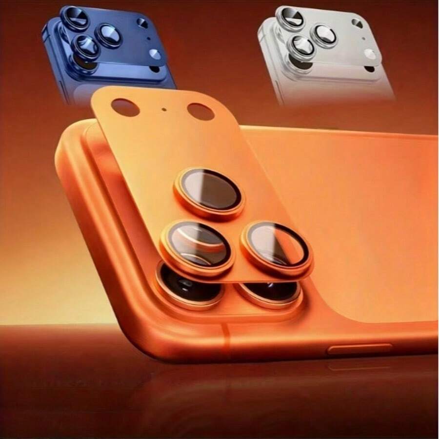 1 قطعة فيلم حماية عدسة معدني متوافق مع Apple 17 Pro Max/17 Air/17 Pro/17، تغطية كاملة مع تحديد الموقع، سهل التركيب، زجاج مقسى مضاد للخدش ومضاد للسقوط، وسادة حماية العدسة، متوفر باللون البرتقالي والفضي والأزرق وألوان أخرى، حماية كاملة للكاميرا، إكسسوارات الهاتف