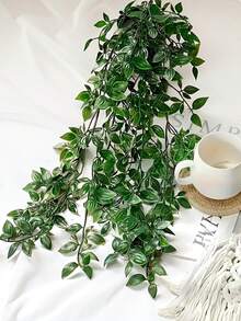 人造吊掛植物 DIY 花牆套組，含人造盆栽植物與裝飾花瓶，適合居家、浴室裝飾、婚禮與生日佈置、戶外與露台裝飾、派對熱門裝飾、萬聖節/聖誕節人造裝飾 - 綠色 - 查看 5