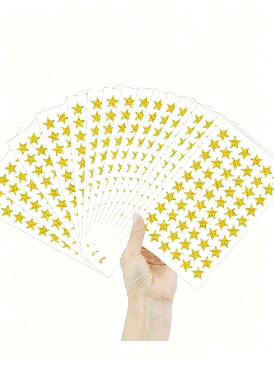300/600/1200pcs Gold Star Stickers, Reward Gold Star Stickers, Foil Star Stickers, School Planner Small Star Stickers, Behavior Tracking Chart, Classroom Teacher Supplies, DIY Sticker Decoration Props - Gold - View 1
