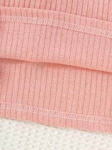 Conjunto de 6 piezas para niñas: Camiseta de manga larga con cuello redondo de unicolor acanalado y estampado de corazones, y pantalones multicolor. Conjunto de manga larga lindo para primavera/otoño para niñas - Multicolor - Ver 7