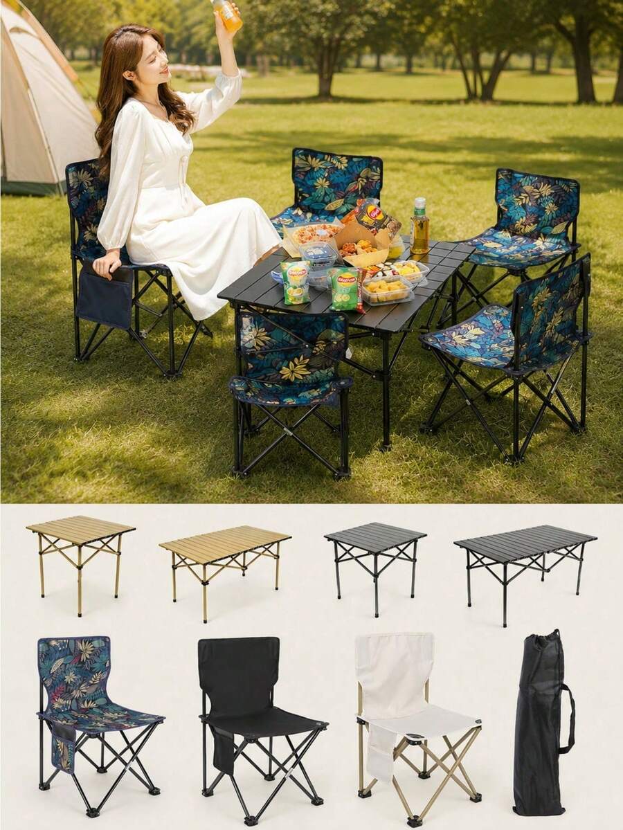1pc Outdoor Folding Chair Camping BBQ Folding Table Camping Moon Chair Outdoor Portable Table And Chair Set - Folding Chair - View 1