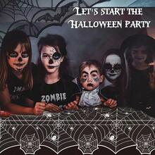 1pc Halloween Spider Web Tablecloth, Black & White Spider Print Rectangle Table Cover, Spooky Party Table Decoration For Dining Table, Buffet, Birthday, Indoor Outdoor Halloween Home Decor, 108 * 180cm - A - View 4