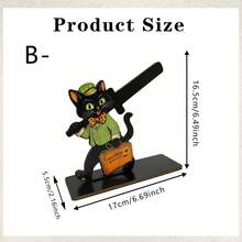 1/4pcs Fun Halloween Wooden Tissue Holder, Featuring Ghost, Skeleton, Pumpkin, And Black Cat Designs, Suitable For Parties, Living Room, And Dining Table Center Decorations. - Napkin Holder - View 15