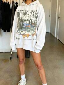 90s National Parks Unisex Sweatshirt Granola Girl Shirt Respect    Local Wildlife Pullover Hiking Camping Clothes Wanderlust Shirt - 白色1 - 查看 3