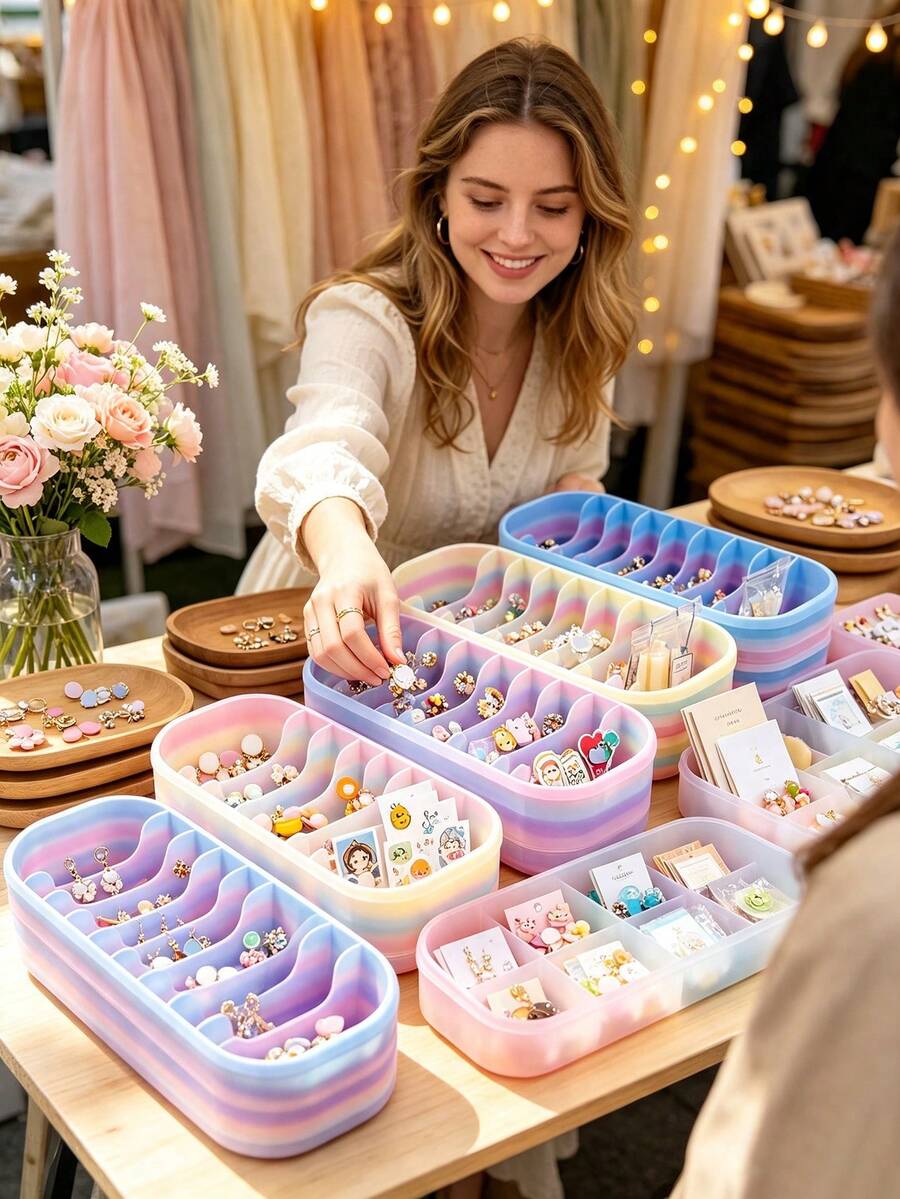 10-Grid Diamond Painting Bead Storage Box, Color-Coded Organized, Handmade Storage Container, Suitable For Enthusiasts, Diamond Art Supplies And Bead Storage - A - View 1