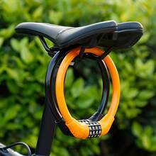 1pc Portable Electric Motorcycle Combination Lock, Fixed Bicycle Ring Lock, Black/Yellow/Green/Blue 4 Colors Available - Multicolor - View 2