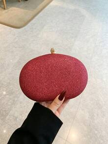 女款晚宴手拿包，橢圓硬殼接吻鎖扣包，金色框架水鑽球形扣，復古波希米亞優雅風，適合婚禮、派對、宴會與儀式 - 彩色 - 查看 6