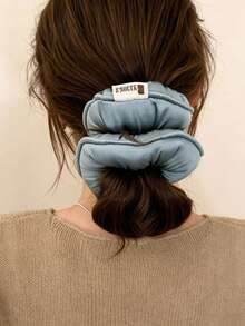 Soft Satin Large Hair Scrunchie, Elegant Solid Color Fluffy Hair Band, High-Quality Soft Hair Tie, Fashionable Retro Neutral Color Hair Accessory, Suitable For Daily Office, Travel And Campus Hairstyles - Multicolor - View 2