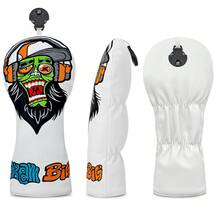 1Pc Monster Character Embroidery Golf Wood Head Cover, Graffiti Letter Golf Driver Fairway Hybrid Club Headcover, Golf Protective Accessory - Multicolor - View 10