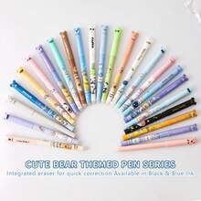14pcs/35pcs Random Animal Pattern Erasable Ballpoint Pens, 0.5mm Blue Ink With Eraser, Fun Learning Stationery Supplies, Back To School Gift, Suitable For Students - Multicolor - View 9
