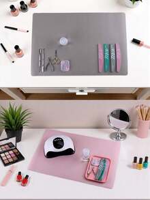 Nail Art Desk Mat, Pink & White Soft Microfiber PU Leather Nail Pad, Foldable Nail Support Pad, Reusable Desktop Nail Mat, Acrylic Nail Desk Mat, Soft Nail Pad - Multicolor - View 3