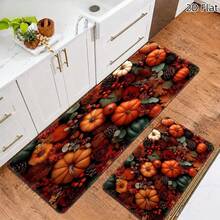 Thanksgiving Kitchen Mat Set Pumpkin Pinecone Berry Leaf Flower Floor Runner Doorway Rug Welcome Decor Bathroom Carpet Laundry Room Decorations Balcony Entrance Drying Pad For Sink Stove Hallway Porch Halloween Christmas Birthday Back To School Gift - Multicolor 26 - View 3