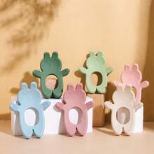1pc Rabbit Shaped Silicone Baby Teething Toy, Multi-Texture Surface Design Suitable For Baby Chewing, Durable And Easy To Clean, Baby Bath Toy - Multicolor - View 8