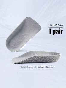 1 Pair/2 Pairs Unisex Thick Soft Sole Height Increasing Invisible Half-Palm Insoles With Arch Support, Comfortable Shoe Accessories For Boots And Sneakers, Suitable For Petite People - Grey - View 6