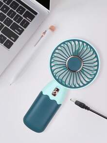 AOYI 1 pieza Ventilador portátil de mano operado con batería, de diseño electroplateado minimalista, incluye cable de carga USB y función de soporte para teléfono móvil - Multicolor - Ver 8