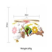 1 buah Mainan Gantung Tempat Tidur Bayi Bentuk Jamur, Wortel, dan Kelinci, Mainan Gantung Hewan Bebek dari Kain Felt Lembut, Mainan Gantung Sensorik Visual untuk Kamar Bayi, Hadiah Baptisan Bayi Baru Lahir - Hijau - View 3