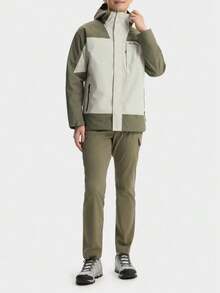 Columbia Men's Outdoor Hiking Hooded Waterproof Softshell Jacket - Olive Green/Off-white - View 7