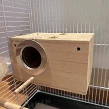 1件鸚鵡巢箱，天然木製鳥巢箱，小型鳥屋繁殖箱，適用於情侶鳥、小葵花鸚鵡、鸚鵡交配，鳥籠使用 - 查看 1