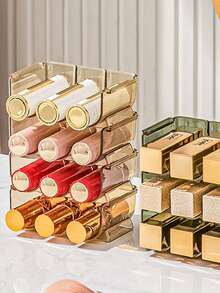 1PC Transparent PET Lipstick Organizer Box, Stackable Multi-Layer Desktop Makeup Display Rack For Lip Gloss And Lipstick Storage, Cosmetic Organizer Tool, For Dorm Vanity And Daily Use - Multicolor - View 3