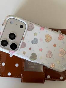Blue Polka Dot Colorful Star Heart Pattern Phone Case Compatible With Apple 17 Pro Max 16 Pro Max New 13 Women's 14/15 Pro Shockproof 18 Pro Max Dual Layer Phone Cover 18 - White - View 3