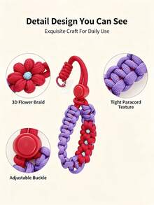 1pc Dopamine Color Handmade Woven Daisy Phone Wrist Strap, Multi-Use Bag & Key Pendant, Cute Gift For Girls - Multicolor - View 5