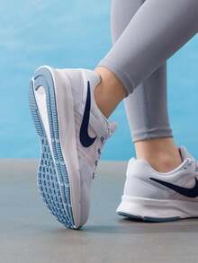 Women's Running Shoes W NIKE RUN SWIFT 3 26 Summer New Mesh Breathable Casual Sports Running Shoes DR2698-019 - Football Grey/Space Blue/White/Work Blue/Pearl Pink - View 4