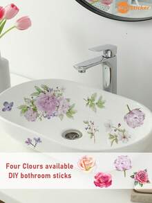 SUPSTICKER 1pc Fresh Floral Bathtub Sticker, PVC Waterproof Oil-Proof Removable Decal, 12.79x18.62 Inches, Suitable For Bathroom Sink Vanity - 1PC - View 1