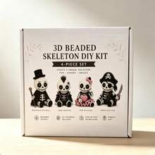 3D Beaded Skull DIY Kit 4pcs Cute Skull Pirate Skull Halloween Mini Skull Beaded Handmade Set Includes Full Accessories Beads Thread Detailed Instruction Manual Handmade Spooky Decor Adult Beginner Home Desktop Holiday Party Ornament DIY Art Craft - View 6