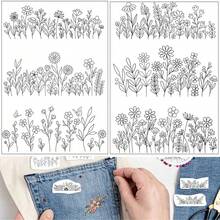 LAMYA Vải thêu tan trong nước tự dính cho may tay, vải thêu DIY có mặt sau dính, giấy thêu họa tiết hoa bồ công anh và hoa cúc - 599 - Xem 17