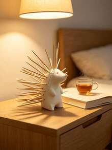 Nordic Style 3D Hedgehog Toothpick Holder, Cute Animal Toothpick Storage Organizer, Creative Practical Tabletop Decor Ornament For Home And Restaurant - White - View 3