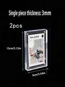 1pc/2pcs Transparent Thick Acrylic Photo Frame, Modern Desktop Photo Frame, Suitable For Home And Office Decoration. Suitable For Photos, Flowers And Landscape Paintings Acrylic Table Card Transparent Price Sign Acrylic Photo Frame Desktop Painting Decoration Frame. - Transparent - View 16