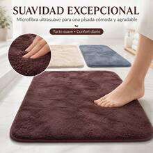 Alfombra de Baño Rectangular de 40x60cm, Tapete Suave de Fibra de Poliéster y Base de Caucho Antideslizante para Ducha y Salida de Bañera, Alfombrilla Absorbente Color Sólido - Rojo - Ver 1