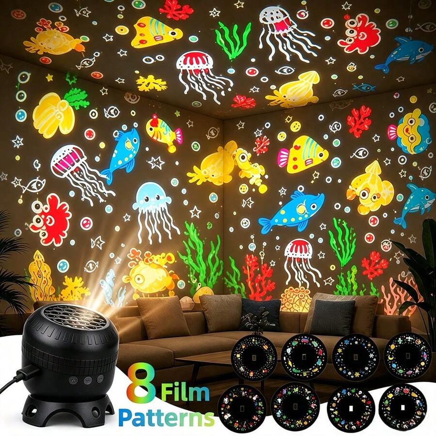 Dynamic 360° Rotating Ocean Wave Projecto,Aquarium Projector For Bedroom, USB Plug Dimmable Mood Light For Kids Bedroom Meditation - Multicolor - View 1